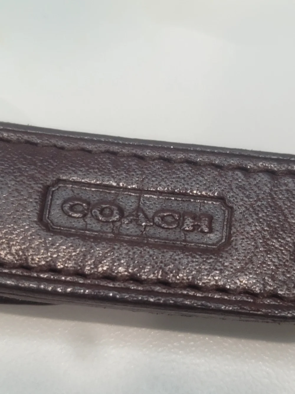 Coach Vintage Key Chain Dark Brown Leather Key Holder with Gold Hardware